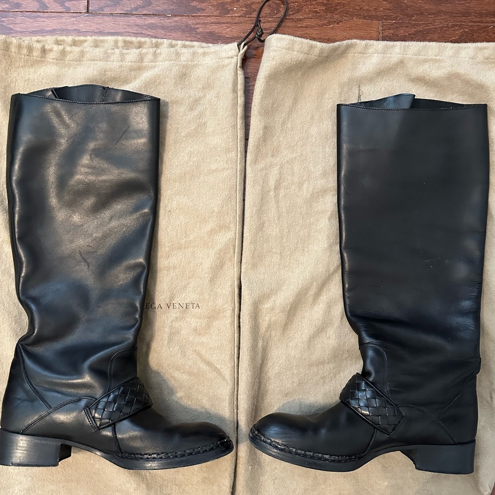 Bottega Veneta Black Leather Tall Boots